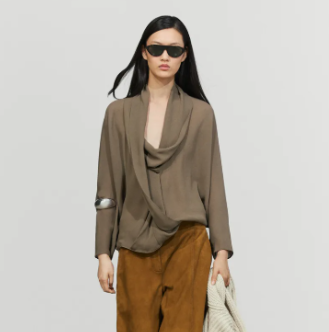 BLUSA FLUIDA CRUZADA ESCOTE DRAPEADO