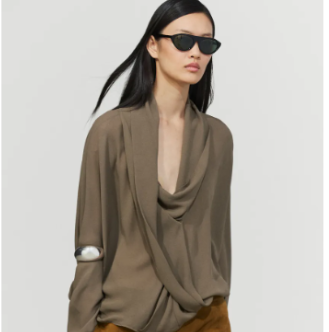 BLUSA FLUIDA CRUZADA ESCOTE DRAPEADO