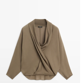 BLUSA FLUIDA CRUZADA ESCOTE DRAPEADO